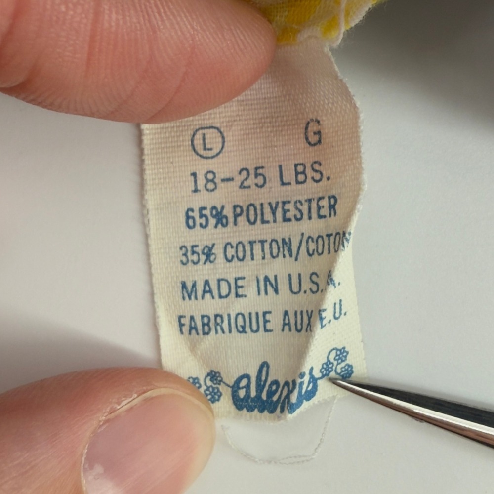 Vtg Alexis Chambray Yellow Embroidered Barn Romper‎ 18-25 lbs 12-18 Months USA - Picture 6 of 8